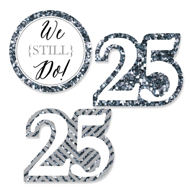 25th Wedding Anniversary DIY Shaped Paper Cut Outs Anniversary Die Cut Party Decoration Kit 24 pc Small We Still Do