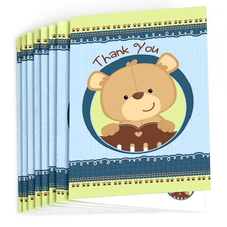 Boy Teddy Bear Thank You Cards Baby Shower Thank You Cards - Etsy
