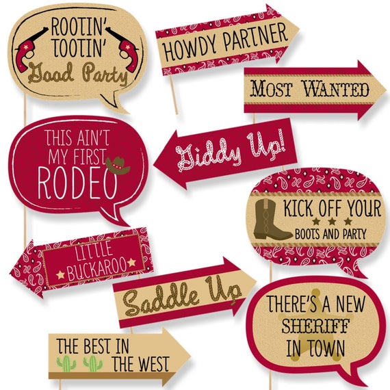 Funny Little Cowboy - Baby Shower Photo Booth Props - Little Cowboy - Western - Birthday Party Photo Booth Prop Kit - 10 Props & Dowels Il_570xn