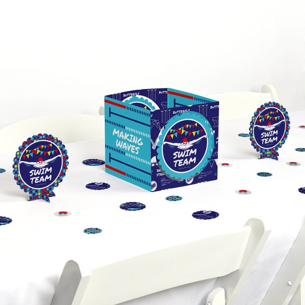 Making Waves - Swim Team - Centerpiece & Table Decoration Kit - Swimming Party Supplies - Baby Shower and Birthday Decoration -39 Pcs