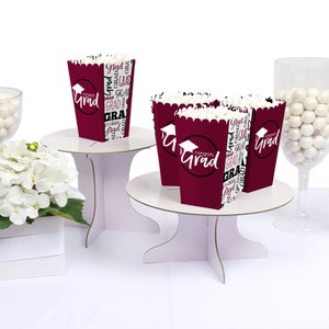 Maroon Grad Best is Yet to Come Graduation Favor Popcorn Treat Boxes Set of 12 image 3