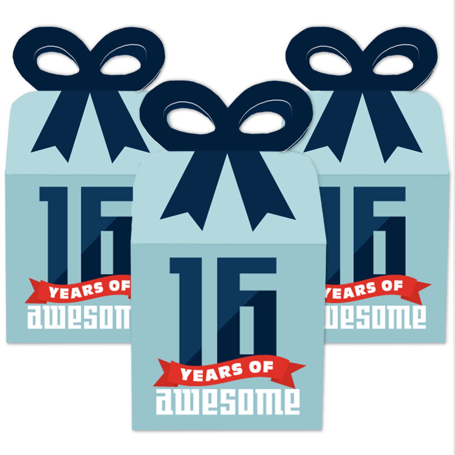 Boy 16th Birthday Square Favor Gift Boxes Sweet Sixteen Etsy