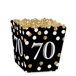 Adult 70th Birthday Gold Party Mini Favor Boxes Birthday Party Treat Candy Boxes Set of 12 image 1