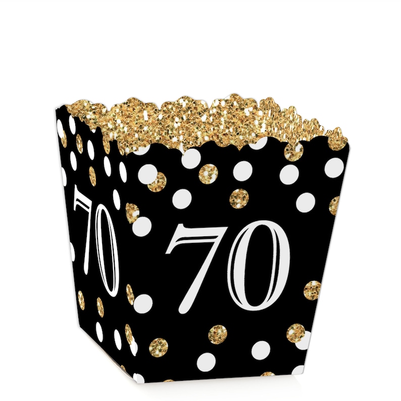 Adult 70th Birthday Gold Party Mini Favor Boxes Birthday Party Treat Candy Boxes Set of 12 image 1