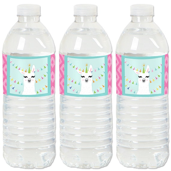 Whole Llama Fun Water Bottle Labels Llama Fiesta Waterproof Self