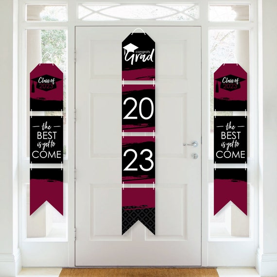 Maroon Grad - Best is Yet to Come - Hanging Vertical Paper Door Banners - 2023 Graduation Party Wall Decoration Kit - Indoor Door Decor Il_570xn