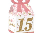 Mis Quince Anos - Square Favor Gift Boxes - Quinceanera Sweet 15 Birthday Party Bow Boxes - Set of 12 Il_170x135