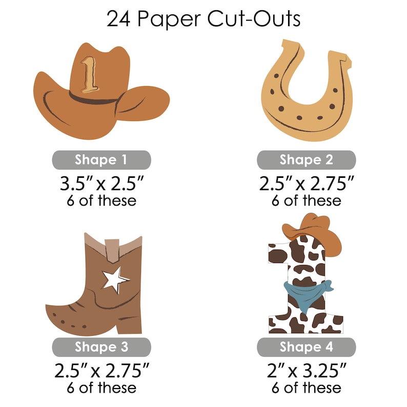 My First Rodeo - DIY Shaped Little Cowboy 1st Birthday Party Cut-outs ...