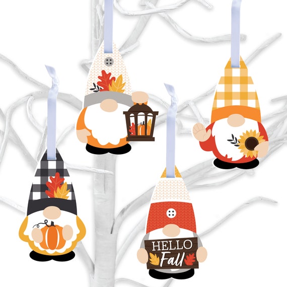 Fall Gnomes - Autumn Harvest Decorations - Tree Ornaments - Set of 12 Il_570xn