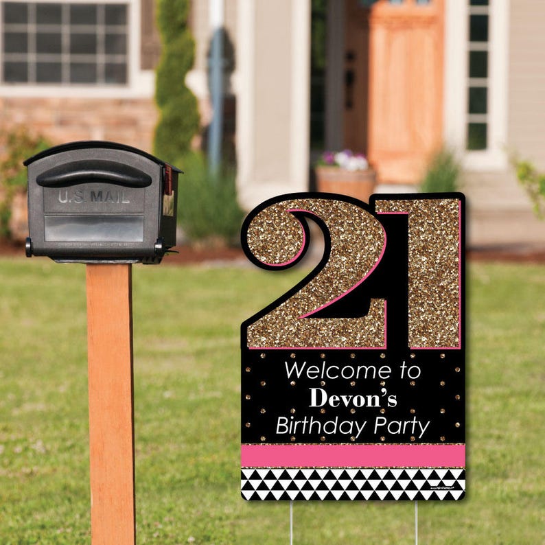 Finally 21 Girl Birthday Party Personalized Welcome Yard Sign 21st Birthday Party Lawn Sign 21st Birthday Party Decorations