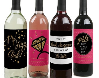 PRINTED Bachelorette Party Wine Bottle Labels Foil - Etsy