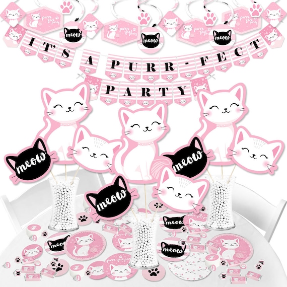 Purr-fect Kitty Cat - Kitten Meow Baby Shower or Birthday Party Supplies - Banner Decoration Kit - Fundle Bundle Il_570xn