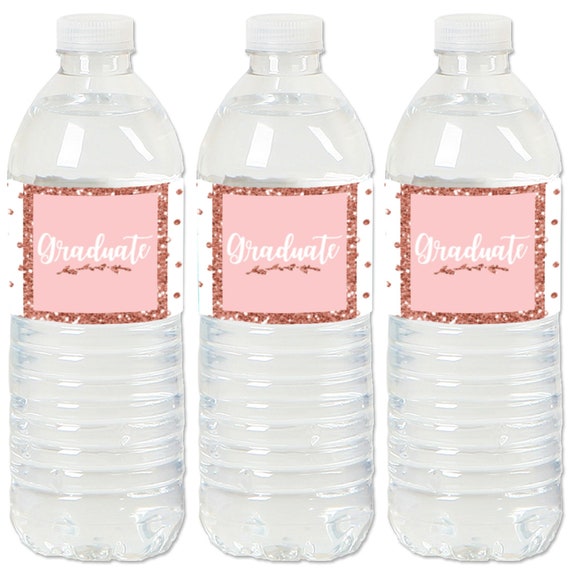 Rose Gold Grad - Graduation Party Water Bottle Sticker Labels - Set of 20 Il_570xn