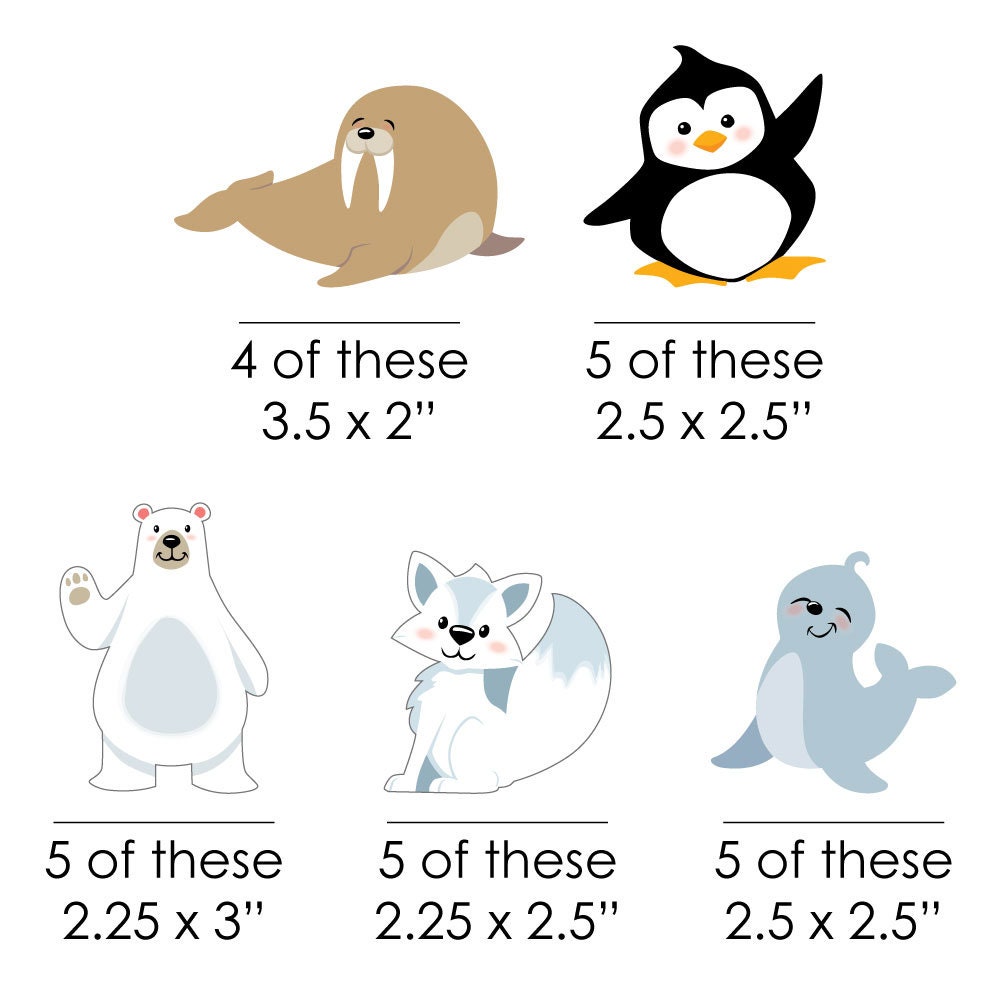 Arctic Polar Animals - DIY Shaped Paper Cut Outs - Winter Baby Shower ...