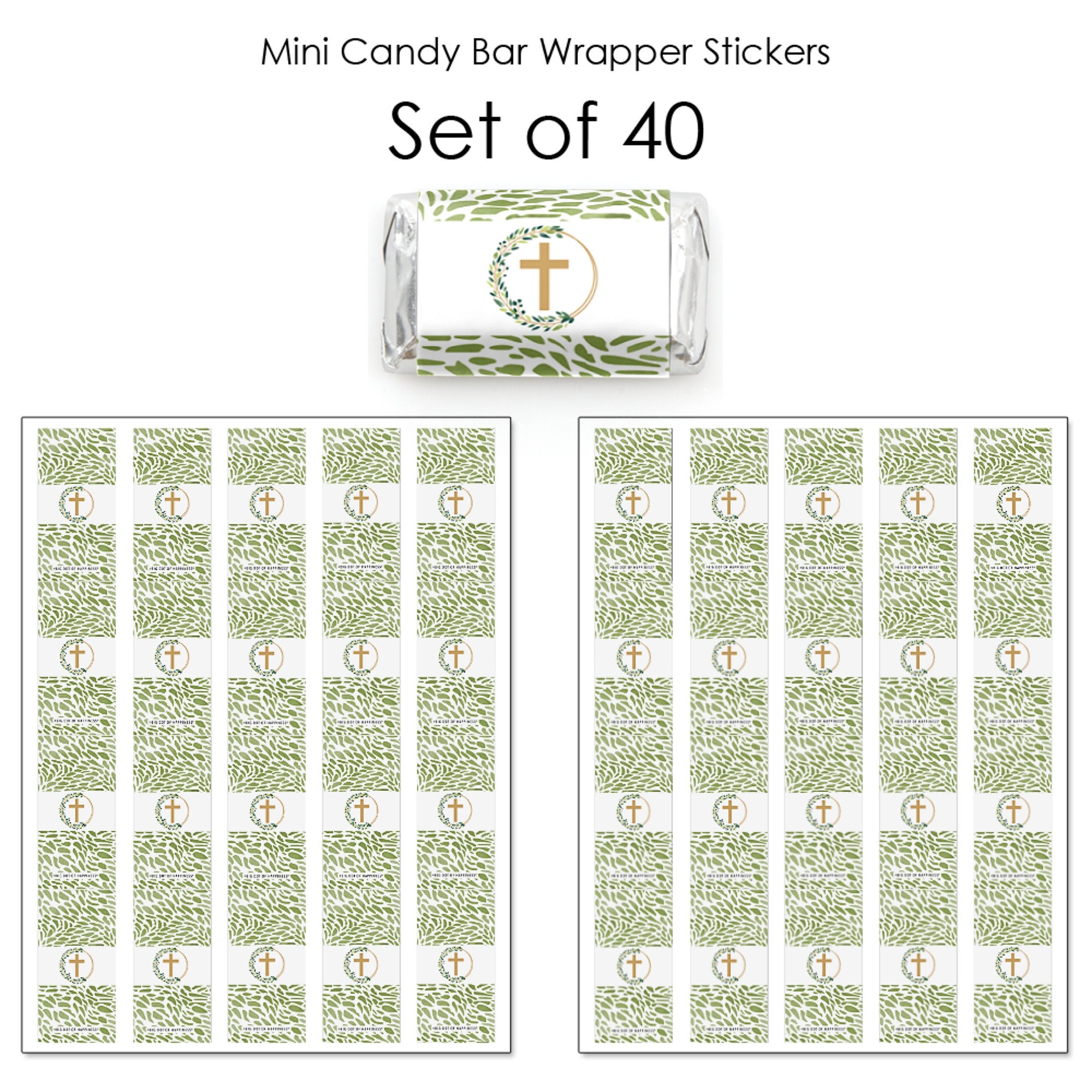 Elegant Cross - Mini Candy Bar Wrappers - Religious Party Chocolate ...