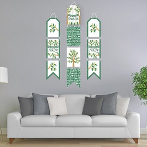 Family Tree Reunion Hanging Vertical Paper Door Banners Family Gathering Party Wall Decoration Kit Indoor Door Decor image 2