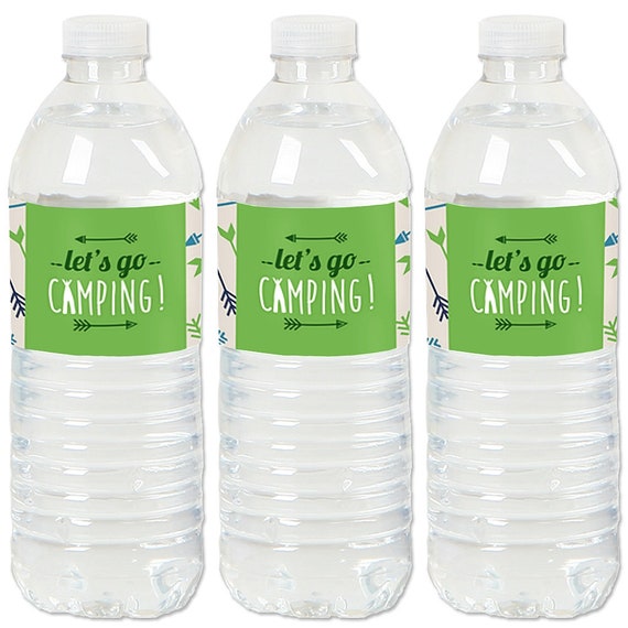 Happy Camper Water Bottle Labels Camping Baby Shower Waterproof