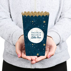 Twinkle Twinkle Little Star Baby Shower or Birthday Party Favor Popcorn Treat Boxes Set of 12 image 4