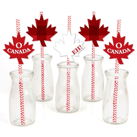 Canada Day Die Cut Straw Decorations Canadian Party Paper Cut