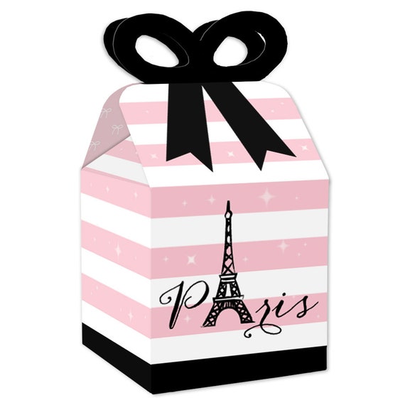 Paris, Ooh La La - Square Favor Gift Boxes - Paris Themed Baby Shower or Birthday Party Bow Boxes - Set of 12 Il_570xn