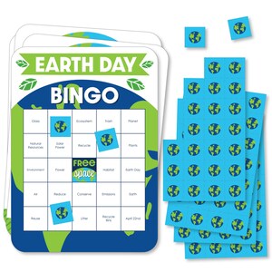 Happy Earth Day - Bingo Cards and Markers - Save the Planet Party Shaped Bingo Game - Set of 18