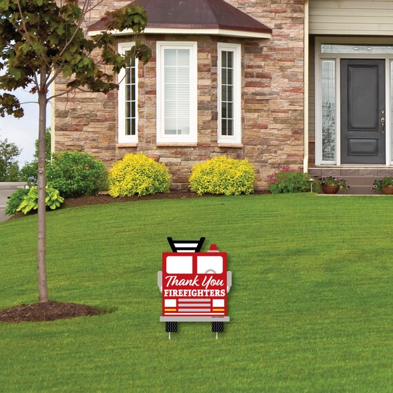 Thank You Firefighters - Outdoor Lawn Sign - First Responders Appreciation Yard Sign - 1 Piece Il_570xn