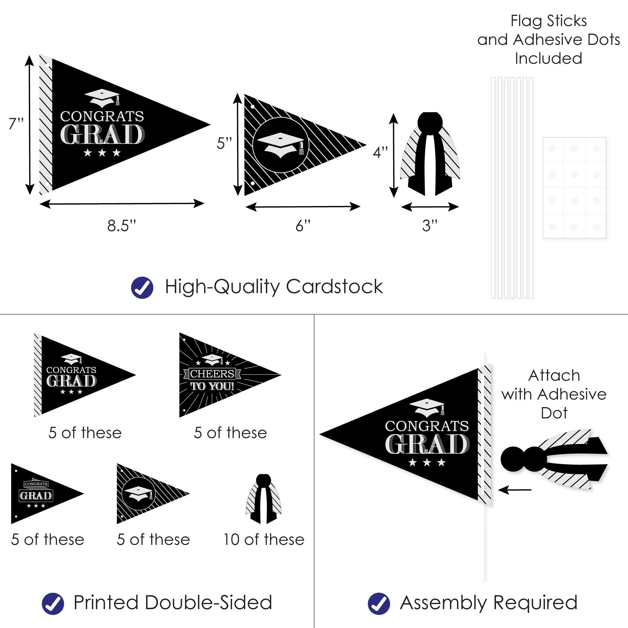 Triangle Graduation Graduation Cheers - Triangle Graduation Party Photo Props - Pennant ...