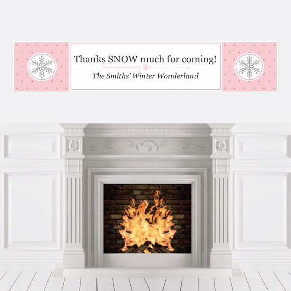 Pink Winter Wonderland Holiday Party Banner - Christmas Party Decorations - Holiday Snowflake Party & Winter Wedding Banner Decorations Il_570xn
