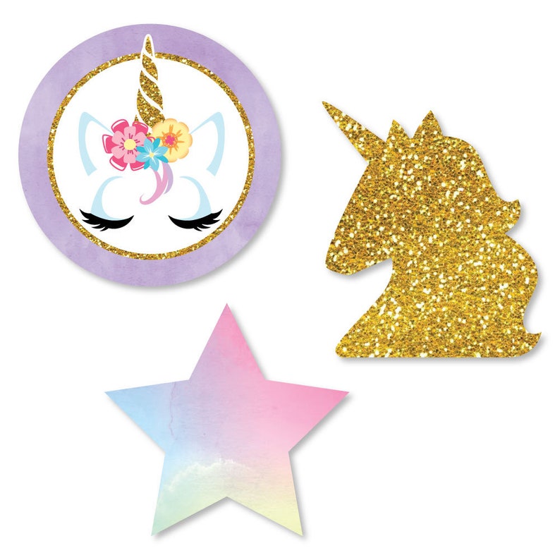 rainbow unicorn diy shaped paper cut outs magical unicorn etsy