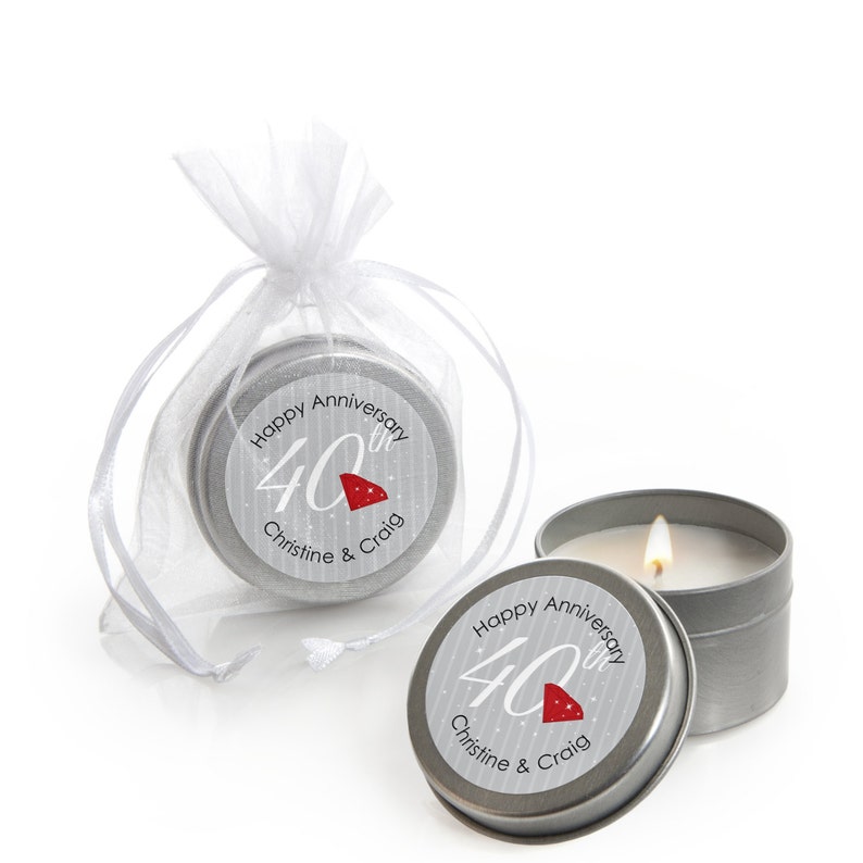 12 Count 40th Anniversary Candle Tin Party Favors