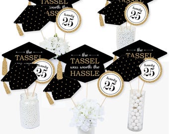 30 PCS Graduation Centerpiece Sticks - Class Of 2023 Table Decorations For Party, Red & Black