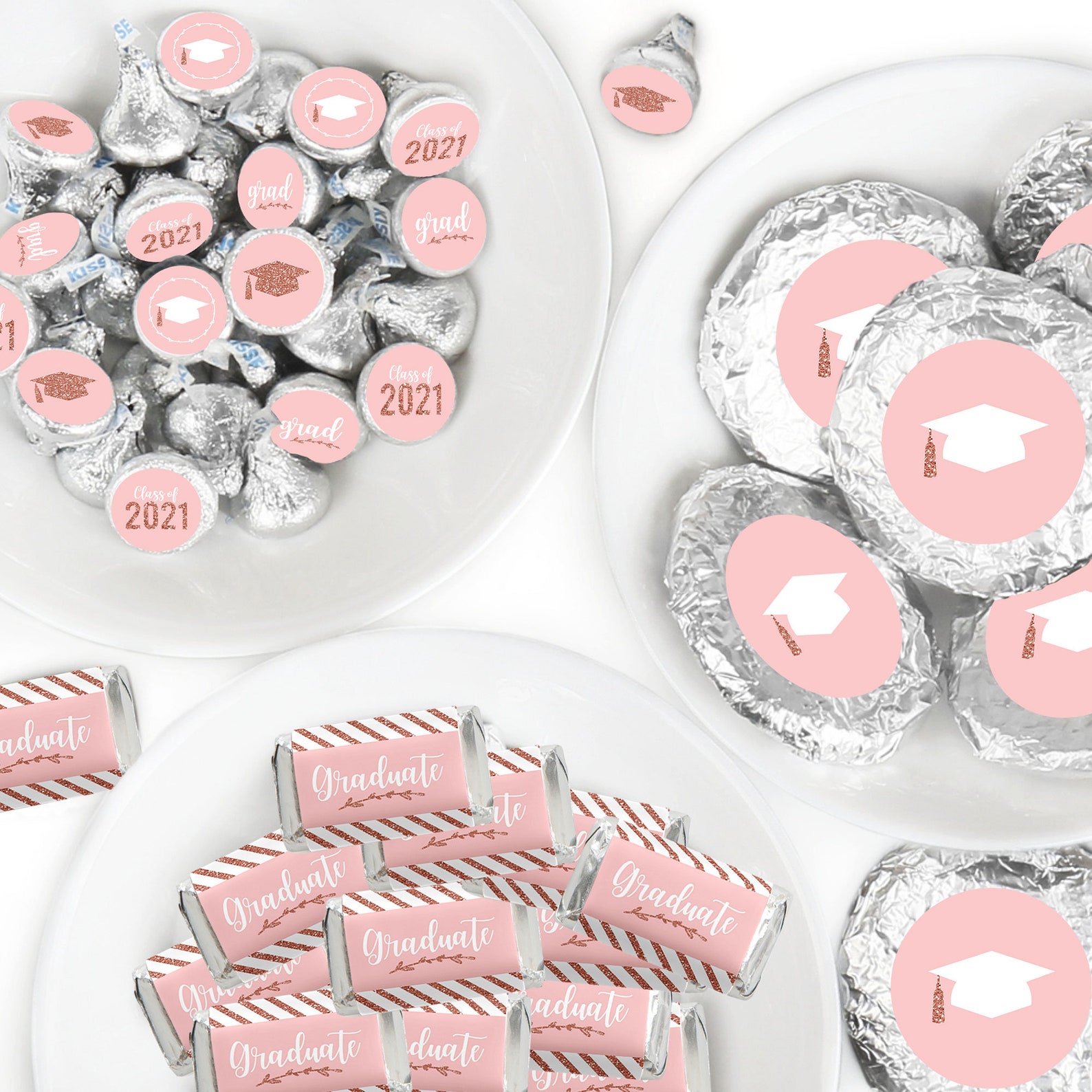 Rose Gold Grad Mini Candy Bar Wrappers Round Candy Etsy