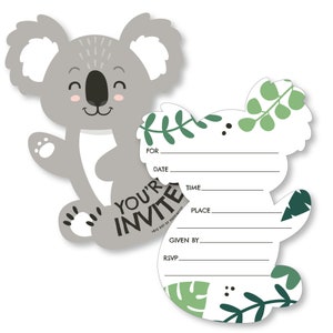 Personalized Koala Cards Set of 12, Custom A Note From Card, Koala Gifts  for Girls, Koala Baby Shower Thank You Note