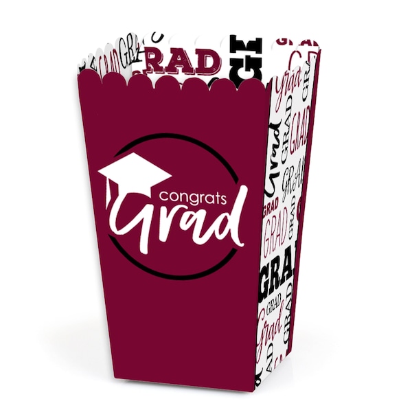 Maroon Grad - Best is Yet to Come - Graduation Favor Popcorn Treat Boxes - Set of 12