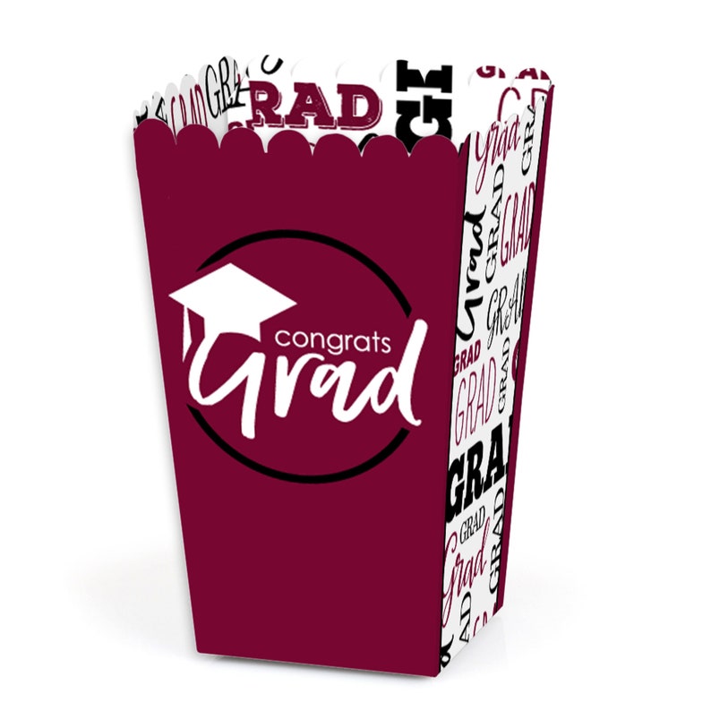 Maroon Grad Best is Yet to Come Graduation Favor Popcorn Treat Boxes Set of 12 image 1