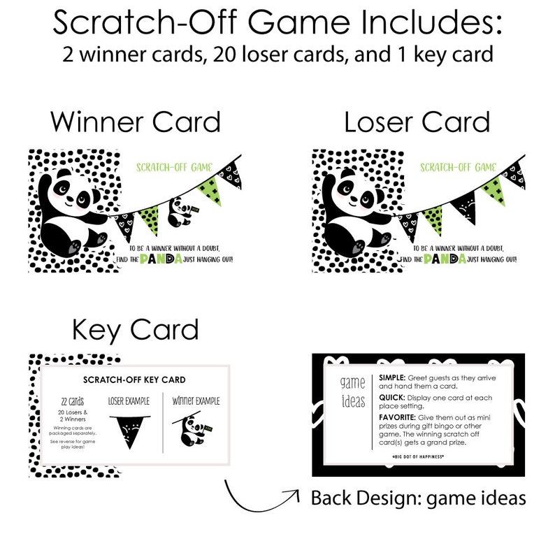Party Like a Panda Bear Scratch Off Game Panda Baby Shower Birthday Party Game Cards Panda Bear Party Scratch Off Game 22 Count image 4
