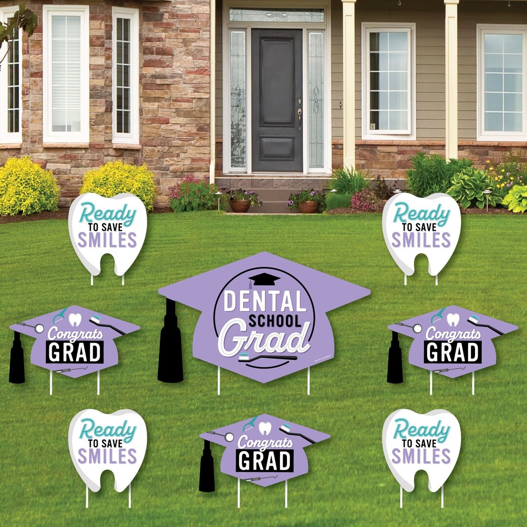 Dental School Grad Yard Sign and Outdoor Lawn Decorations Dentistry and Hygienist Graduation