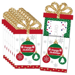 Ornaments - Holiday and Christmas Party Money and Gift Card Sleeves - Nifty Gifty Card Holders - Set of 8