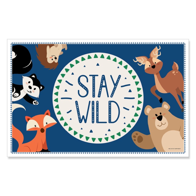 Forest Animals Stay Wild Party Table Decorations Woodland Baby Shower or Birthday Party Placemats Forest Animals 12 Ct
