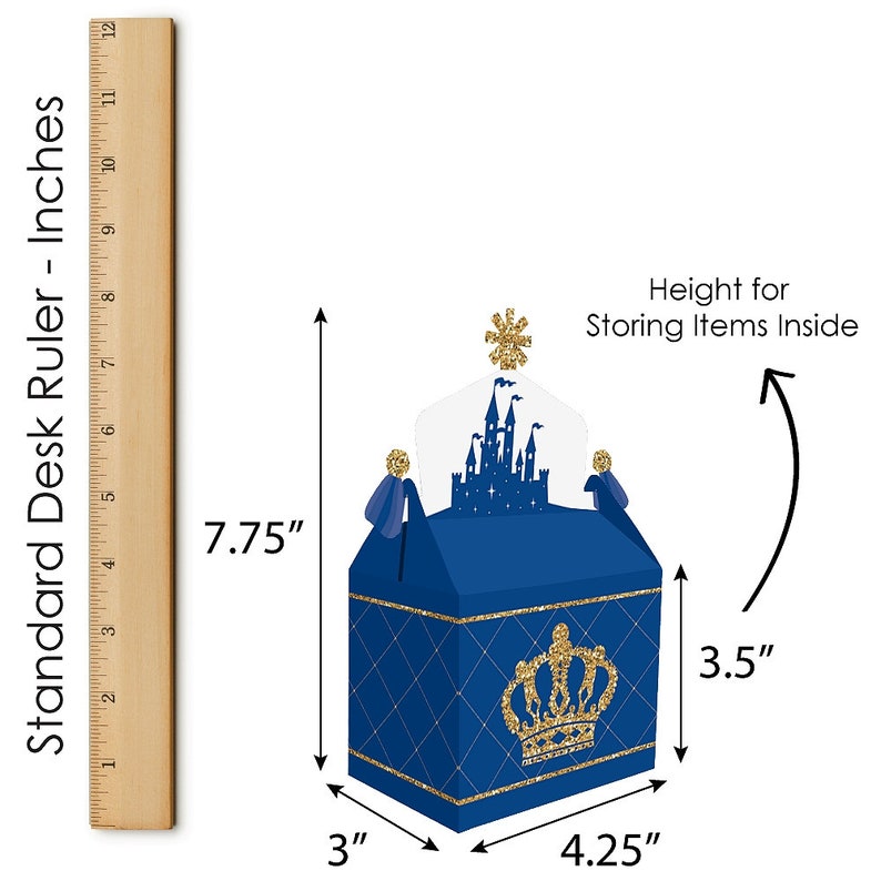 Royal Prince Charming Set of 12 Baby Shower or Birthday Party Goodie Gable Boxes Treat Box Party Favors