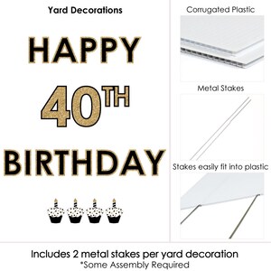 40th Birthday Yard Sign Outdoor Lawn Birthday Decorations Happy Birthday Yard Signs Adult 40th Birthday Gold image 4