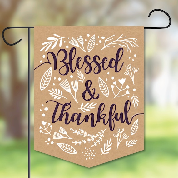 Elegant Thankful - Outdoor Lawn and Yard Home Decorations - Fall Thanksgiving Garden Flag - 12 x 15.25 inches Il_570xn