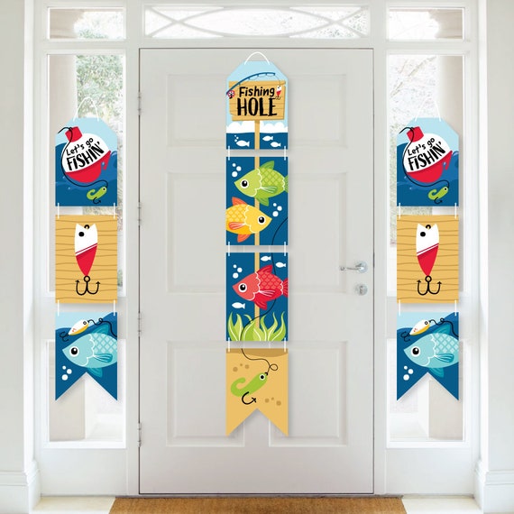 Lets Go Fishing Hanging Vertical Paper Door Banners Fish Themed