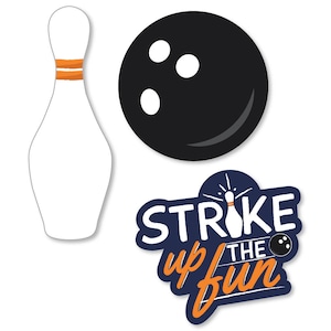 Strike Up the Fun - Bowling - Small DIY Shaped Baby Shower Paper Cut Outs - Bowling Shaped Birthday Party Die Cut Decoration Kit - 24 Pc.