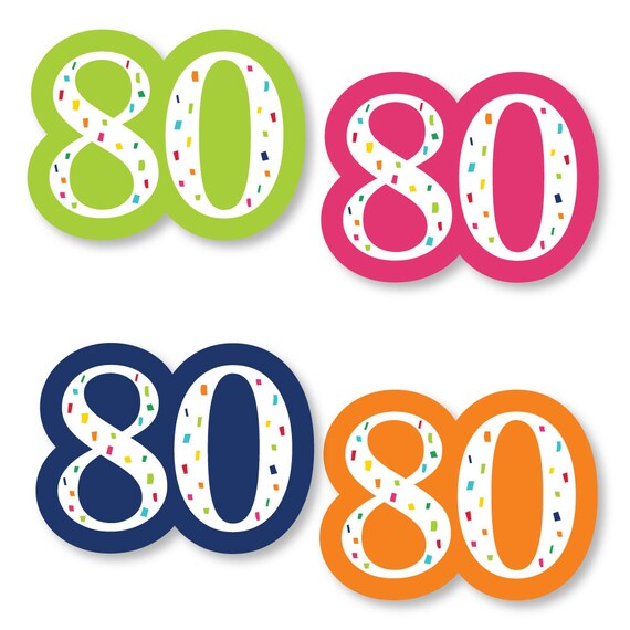 80th Birthday Cheerful Happy Birthday Diy Shaped Paper Cut Outs