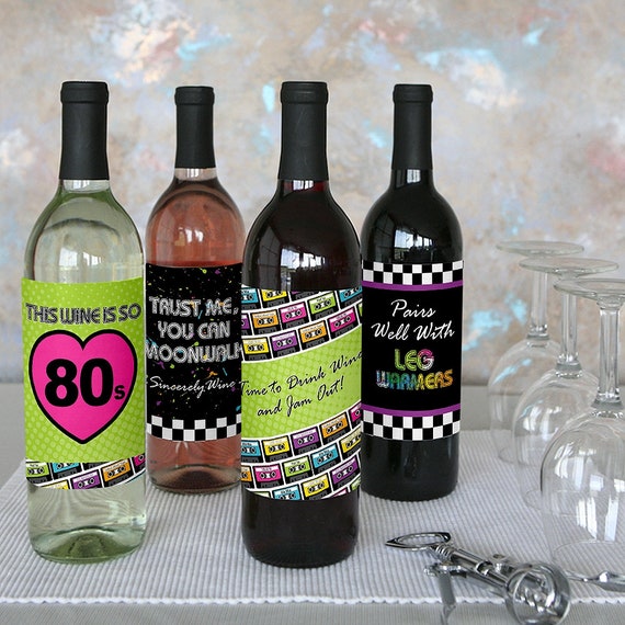 90's Throwback Party Water Bottle Sticker Labels - Set Of 20 Self-Adhesive 8.5x2 Inch Labels