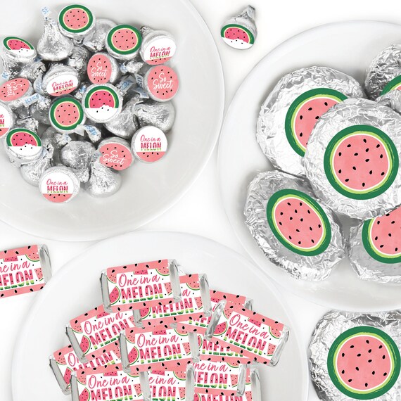 Sweet Watermelon Mini Candy Bar Wrappers, Round Candy Stickers and Circle Stickers Fruit