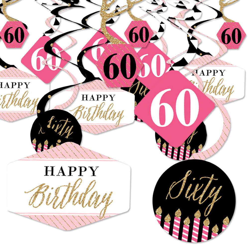Chic 60th Birthday Pink Black and Gold Birthday Party - Etsy UK