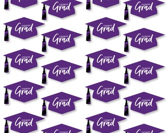 Purple Grad - Best is Yet to Come - DIY Large Graduation Cap Die-Cut Graduation Party Essentials - Purple Grad Party Decor - 20 Count