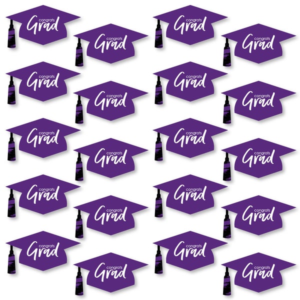 Purple Grad - Best is Yet to Come - DIY Large Graduation Cap Die-Cut Graduation Party Essentials - Purple Grad Party Decor - 20 Count